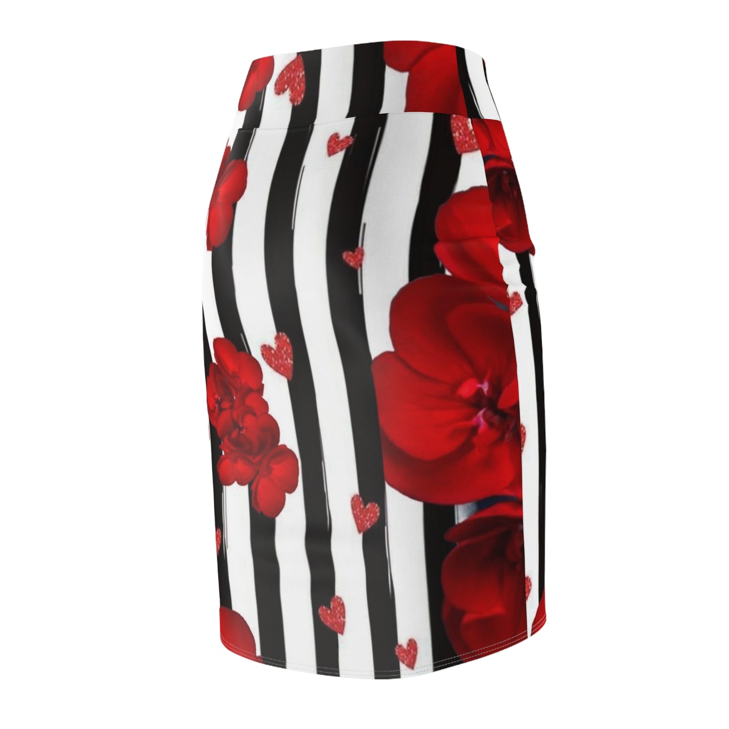 Striped Roses Women's Pencil Skirt