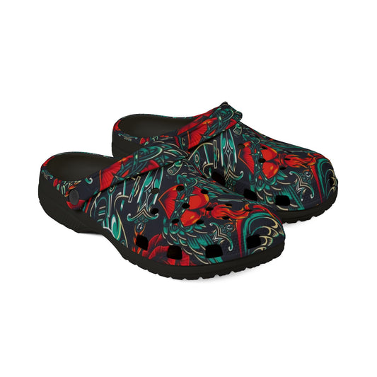 Colorful Floral Tattoo Print EVA Foam Clogs - Comfortable & Stylish Casual Footwear