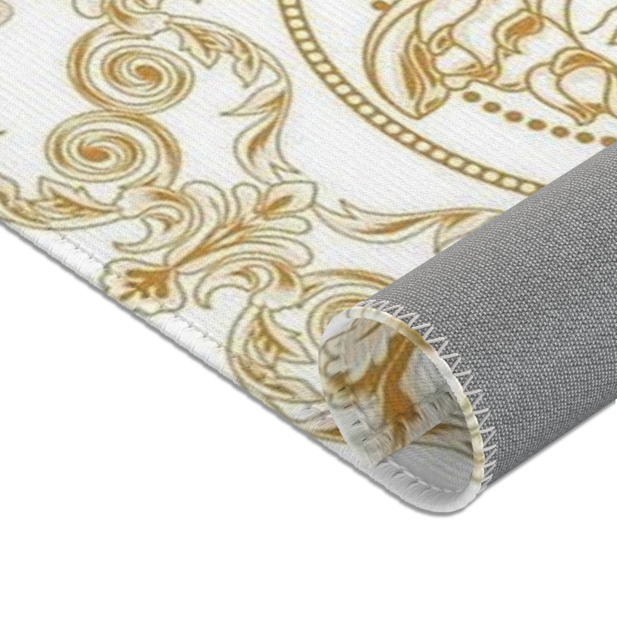 Baroque Medusa Area Rug – Gold Ornate Decorative Accent Rug