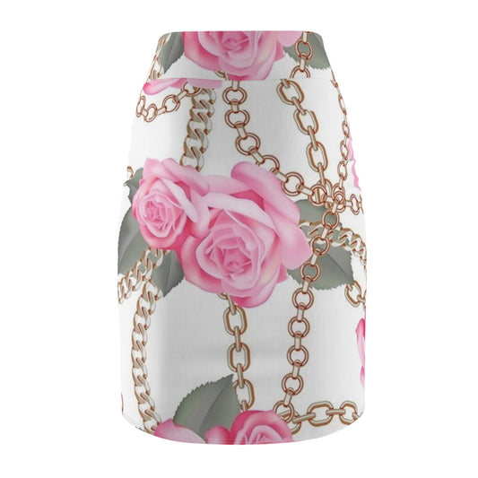 Floral Chain Women's Pencil Skirt – Elegant & Chic Outfit for Spring Occasions