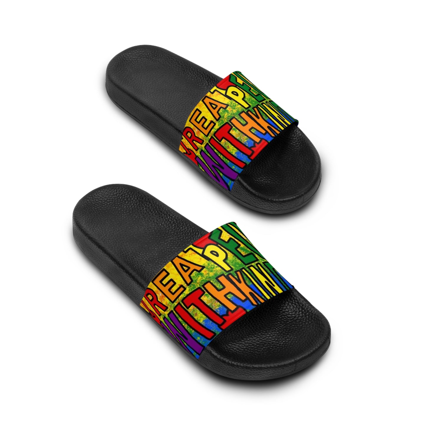 Colorful Women's Slide Sandals - 'Great People' Design for Summer Comfort