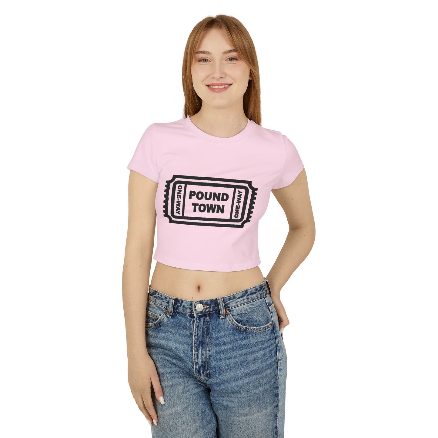 Pound Town Damen-Baby-T-Shirt – Lustiges, grafische Crop-Top für die Freizeit