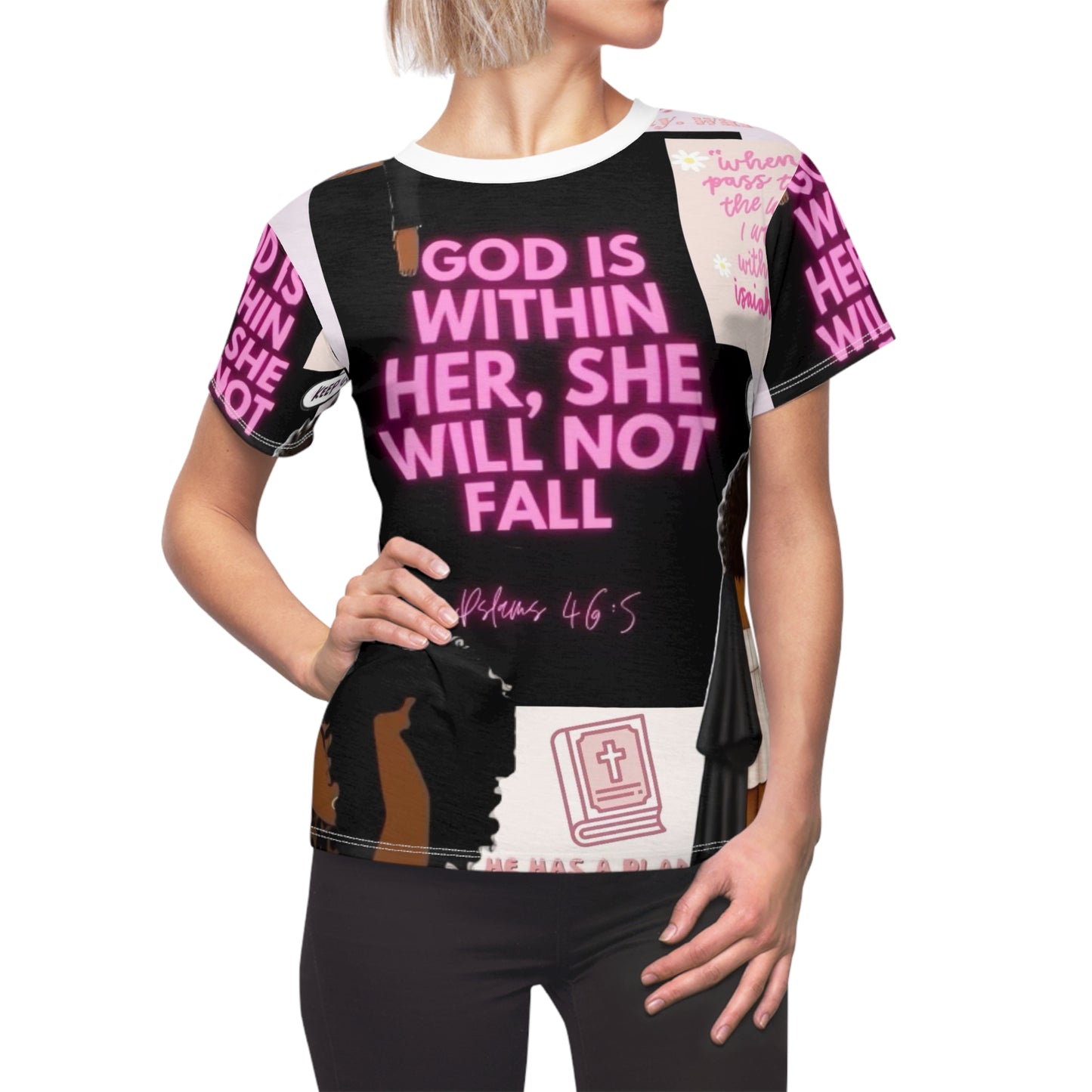 Inspirational Women's Tee - "God is Within Her, She Will Not Fall"