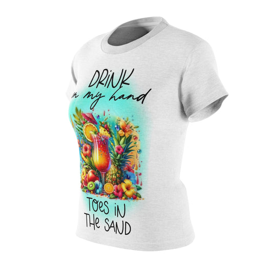 Tropical Drink Vibe Women's Tee - 'Drink in My Hand, Toes in the Sand'