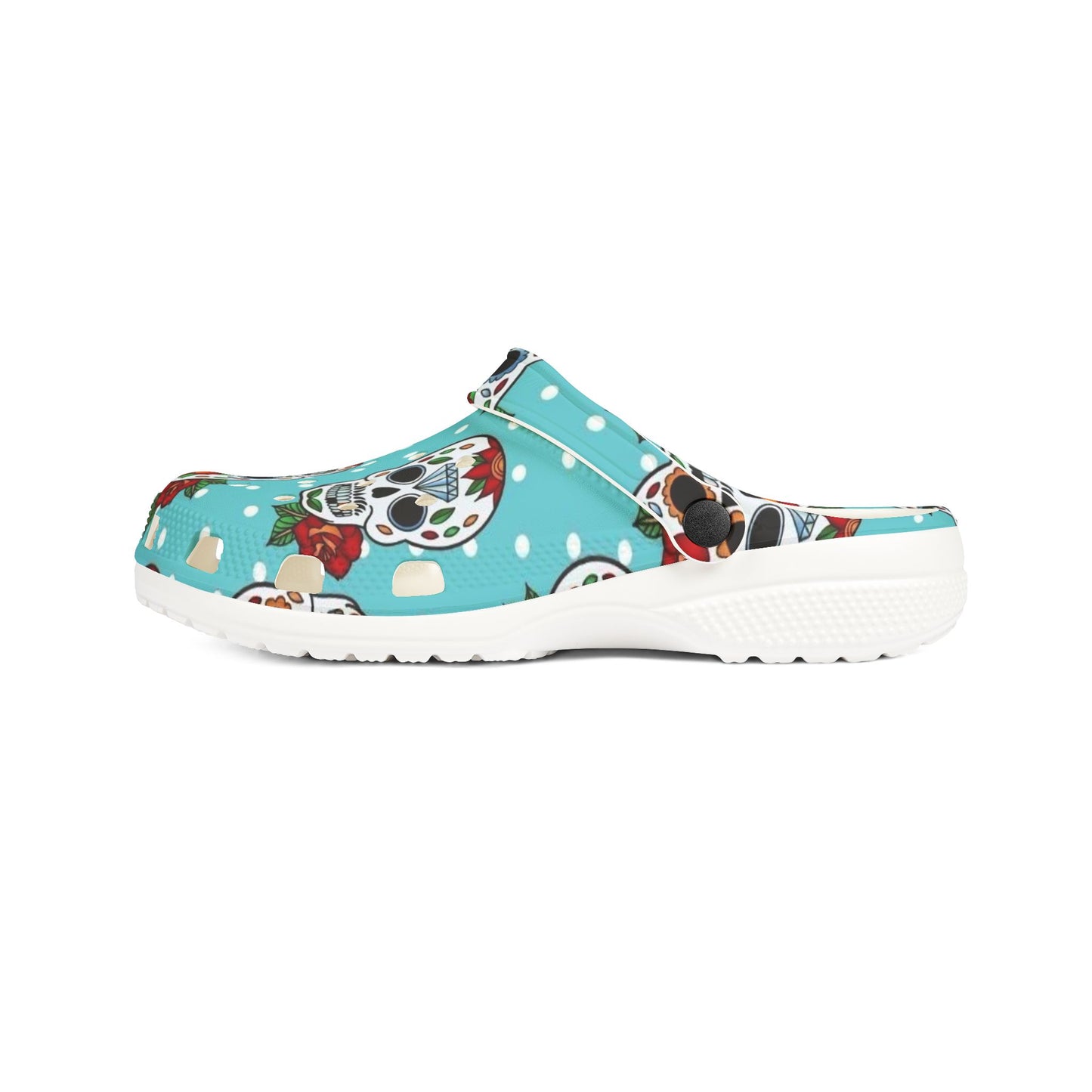Skulls N Flowers Polka Dot Clog Shoes