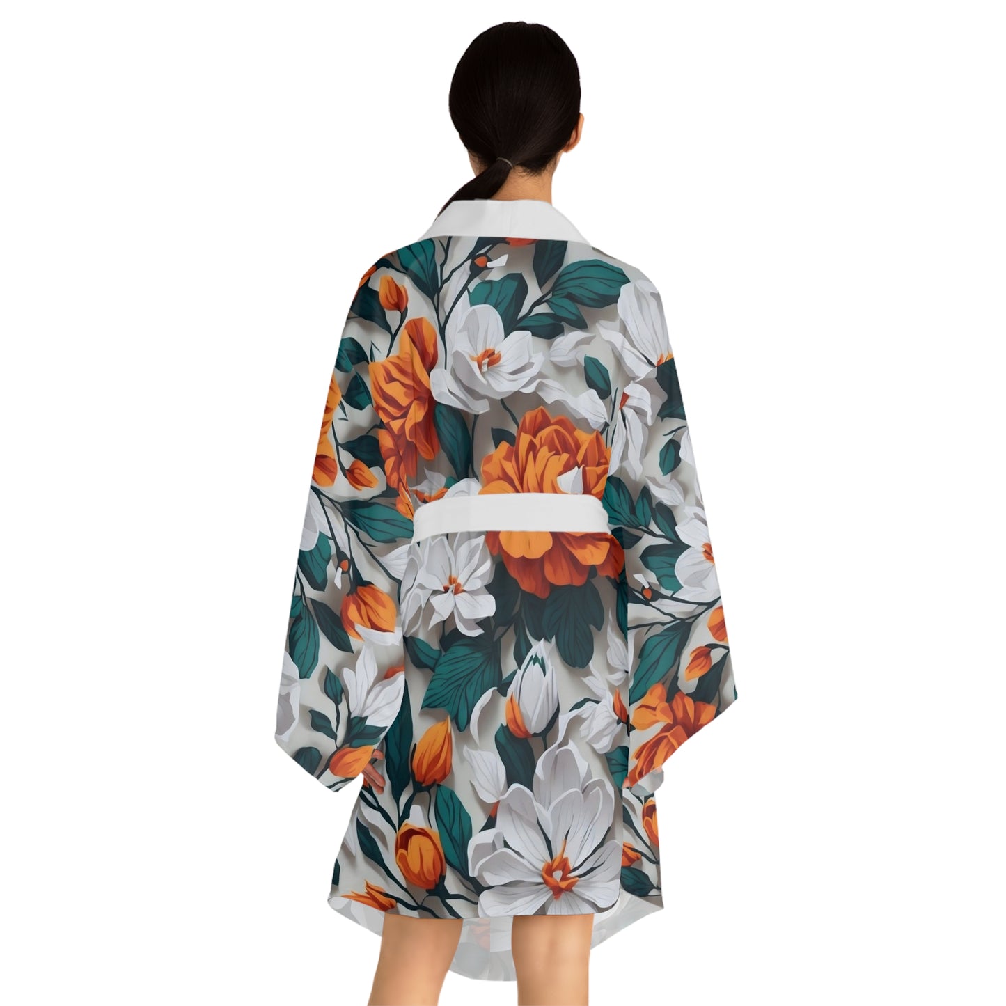 Langärmliger Kimono-Bademantel mit Blumenmuster – Elegante Loungewear für Entspannung und Stil