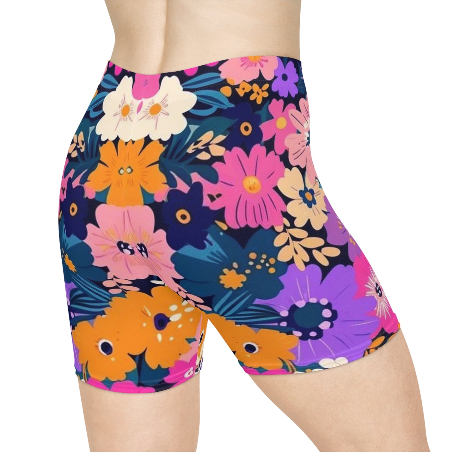 Floral Print Women's Biker Shorts - Comfy, Stylish Activewear for Warm Weather