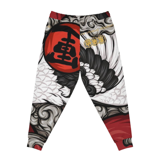 Koi Crane AOP Athletic Joggers — Japanese Tattoo Style Red & Black