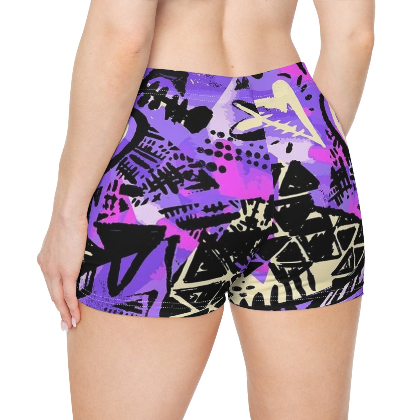 Abstract Graffiti Love Hearts Booty Shorts