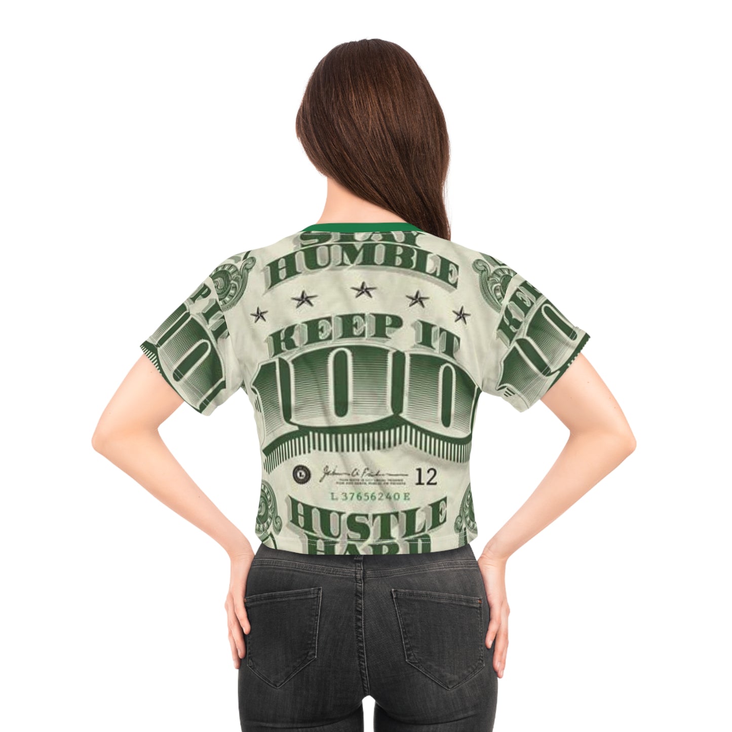 Keep It 100 Hustle Hard Crop Tee - Motivational Streetwear
