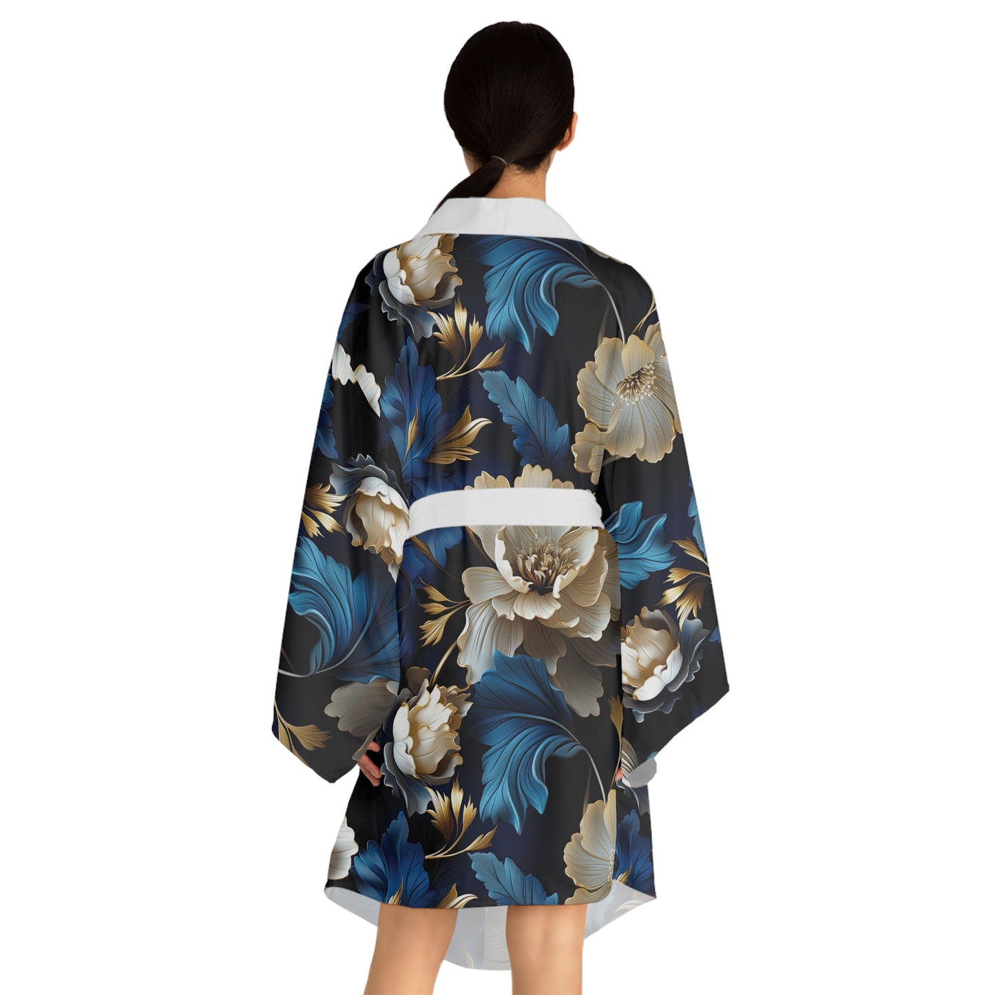 Elegant Floral Long Sleeve Kimono Robe - Perfect for Lounging or Special Occasions