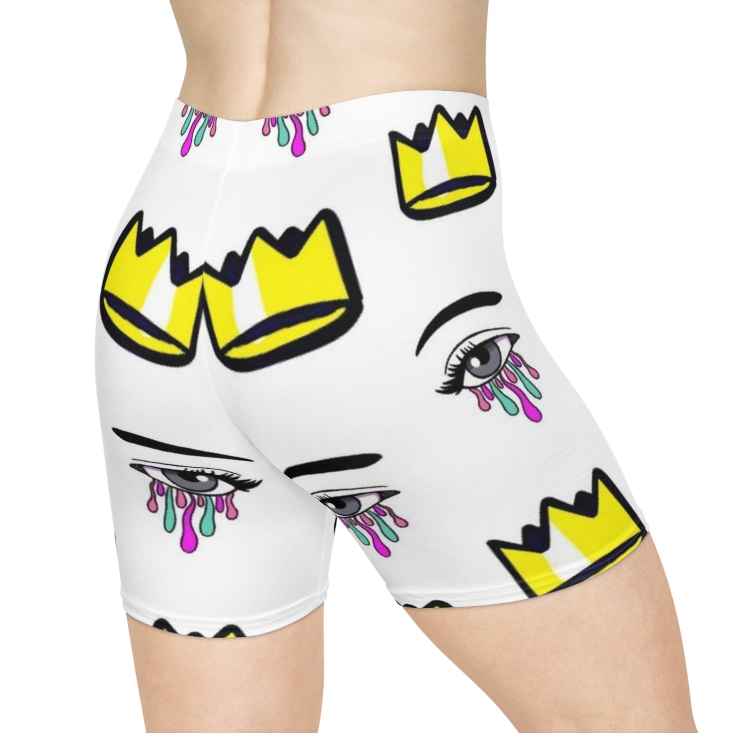 Auffällige Damen Bikershorts mit Kronen-Design