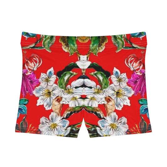 Red Paradise Floral Print Women's Shorts