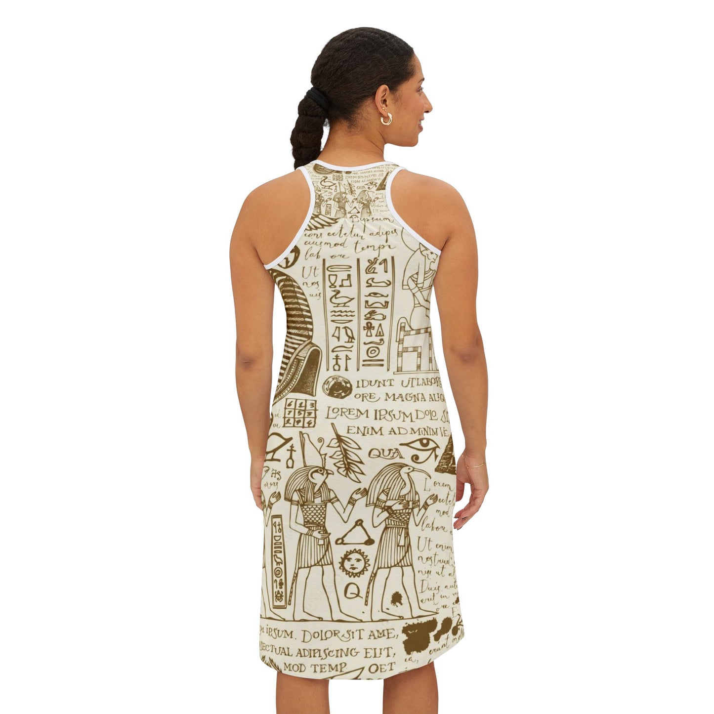Ancient Egyptian Print Racerback Dress for Women