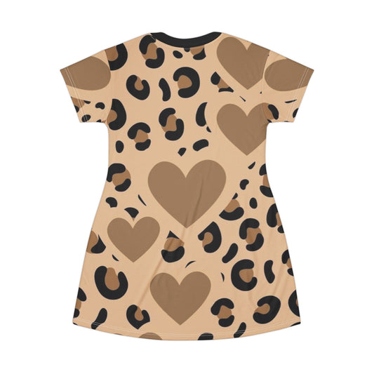 Cheetah Print Hearts T-Shirt Dress