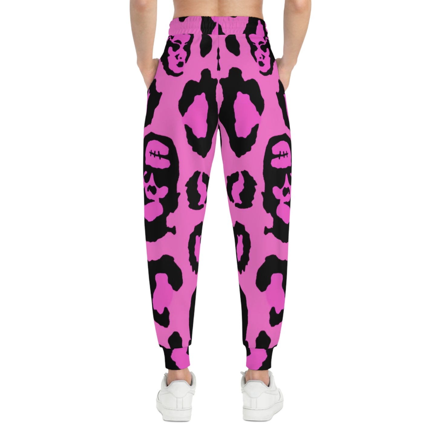 Pink Frankenstein Skull Pattern Joggers — Gothic Punk Athletic Pants