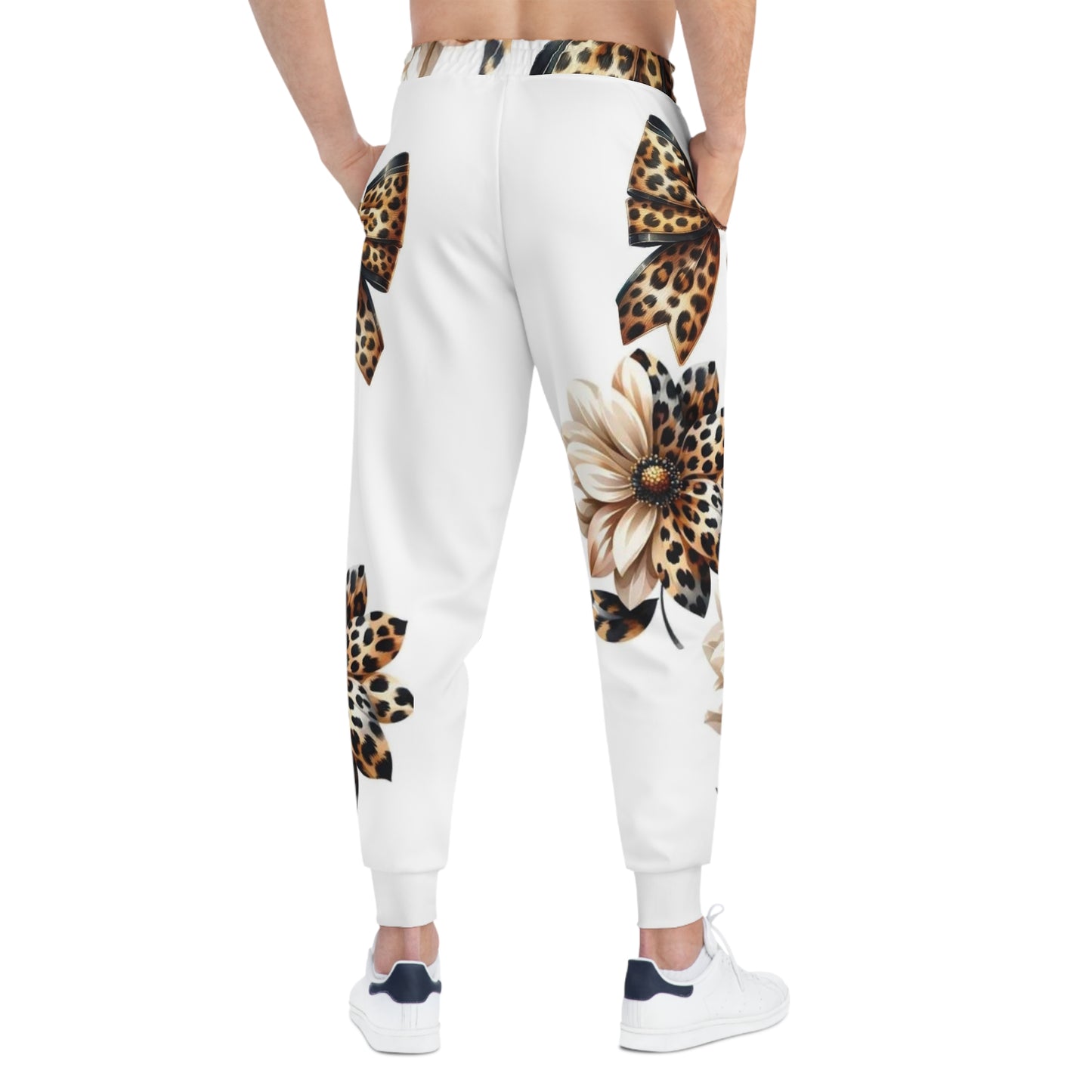 Floral Leopard Print Athletic Joggers, Chic Activewear, Jogging Pants, Stylish Workout Gear, Gifts for Her, Trendy Loungewear