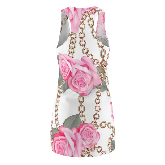 Racerback Dress — Pink Rose & Chain All-Over Print