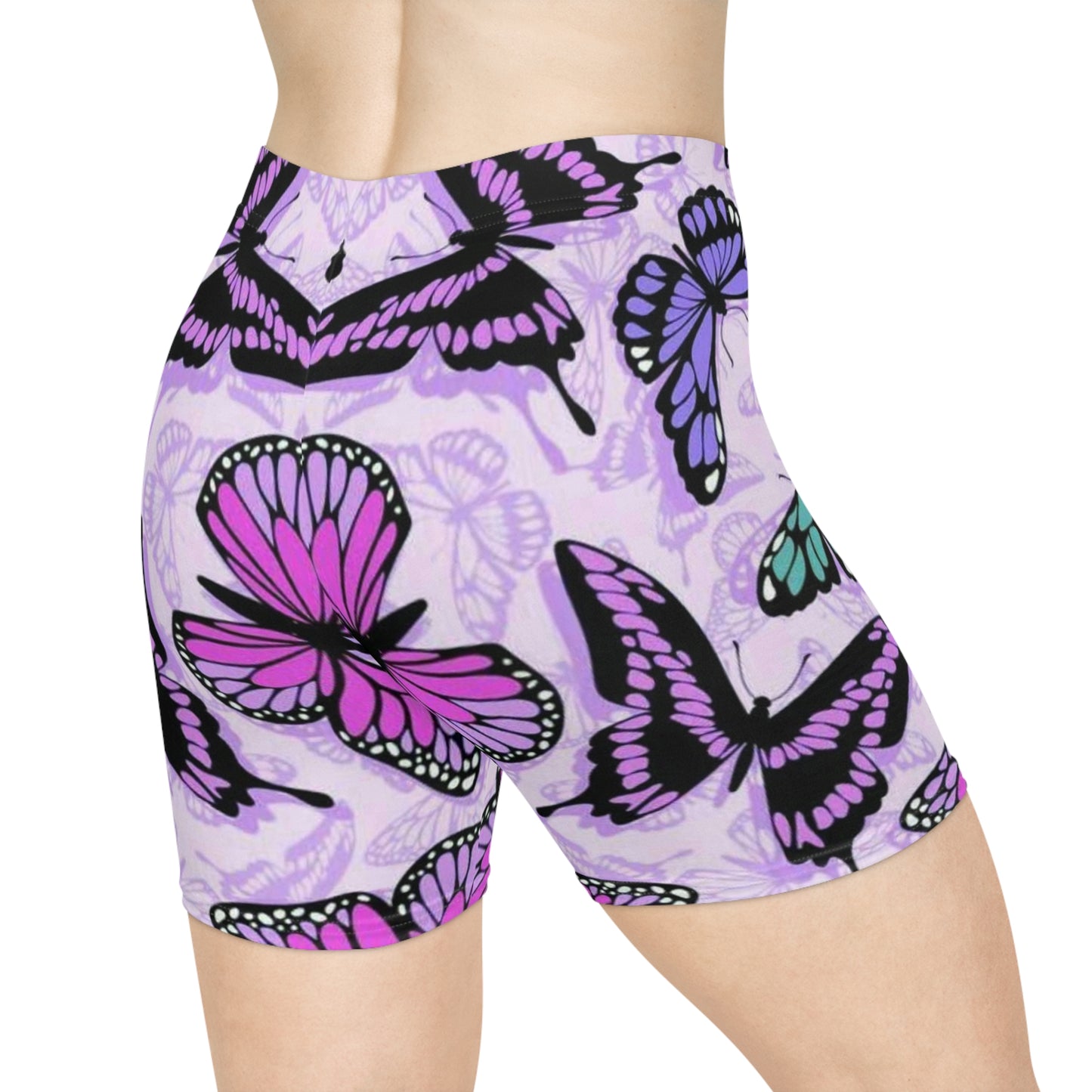 Butterfly Print Women's Biker Shorts - Stylish Athletic Wear for Fitness & Leisure