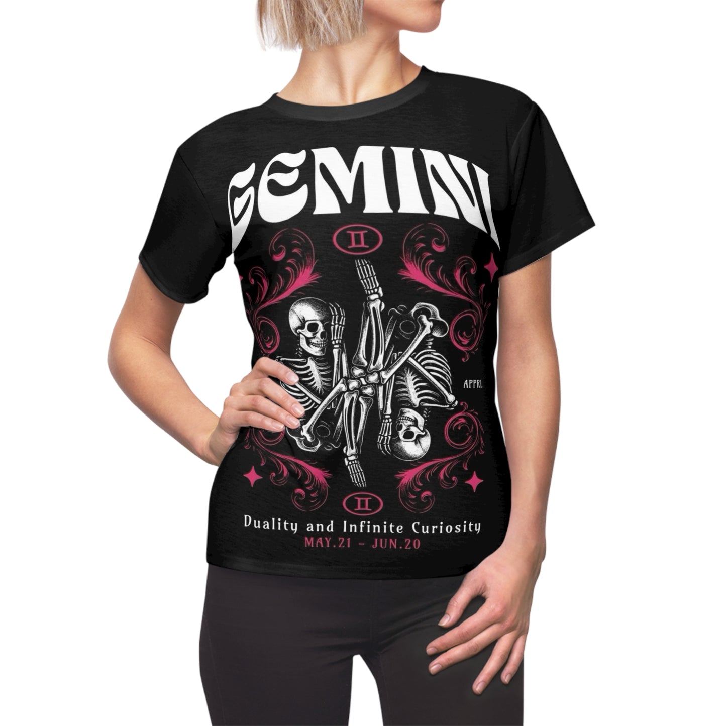 Gemini Skeleton Graphic Tee for Women - Duality & Infinite Curiosity