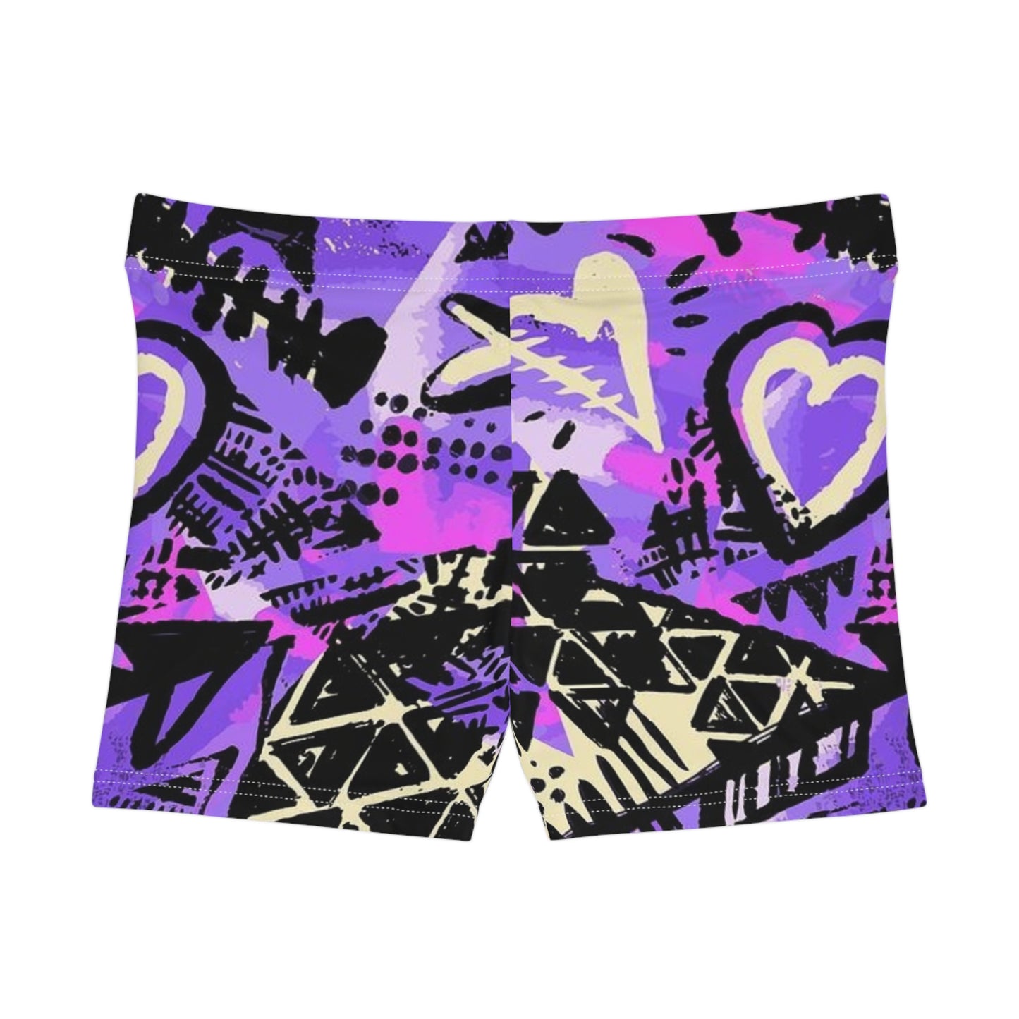 Abstract Graffiti Love Hearts Booty Shorts