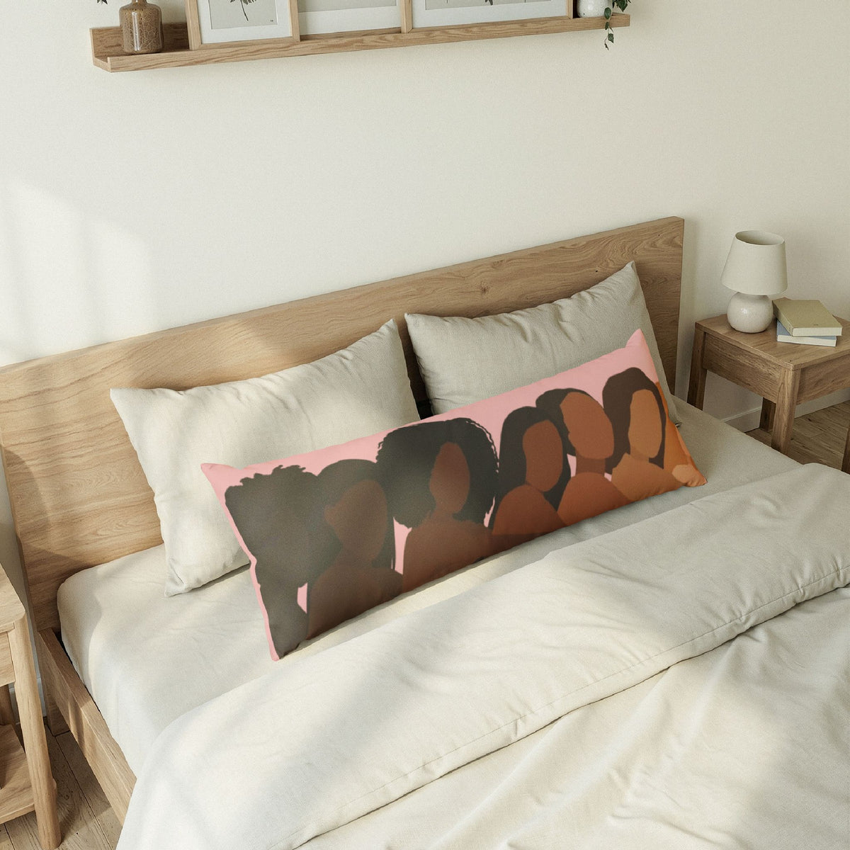 Body Pillow — Diverse Women Silhouette Long Pillow (Empowerment, Self-Love Gift)