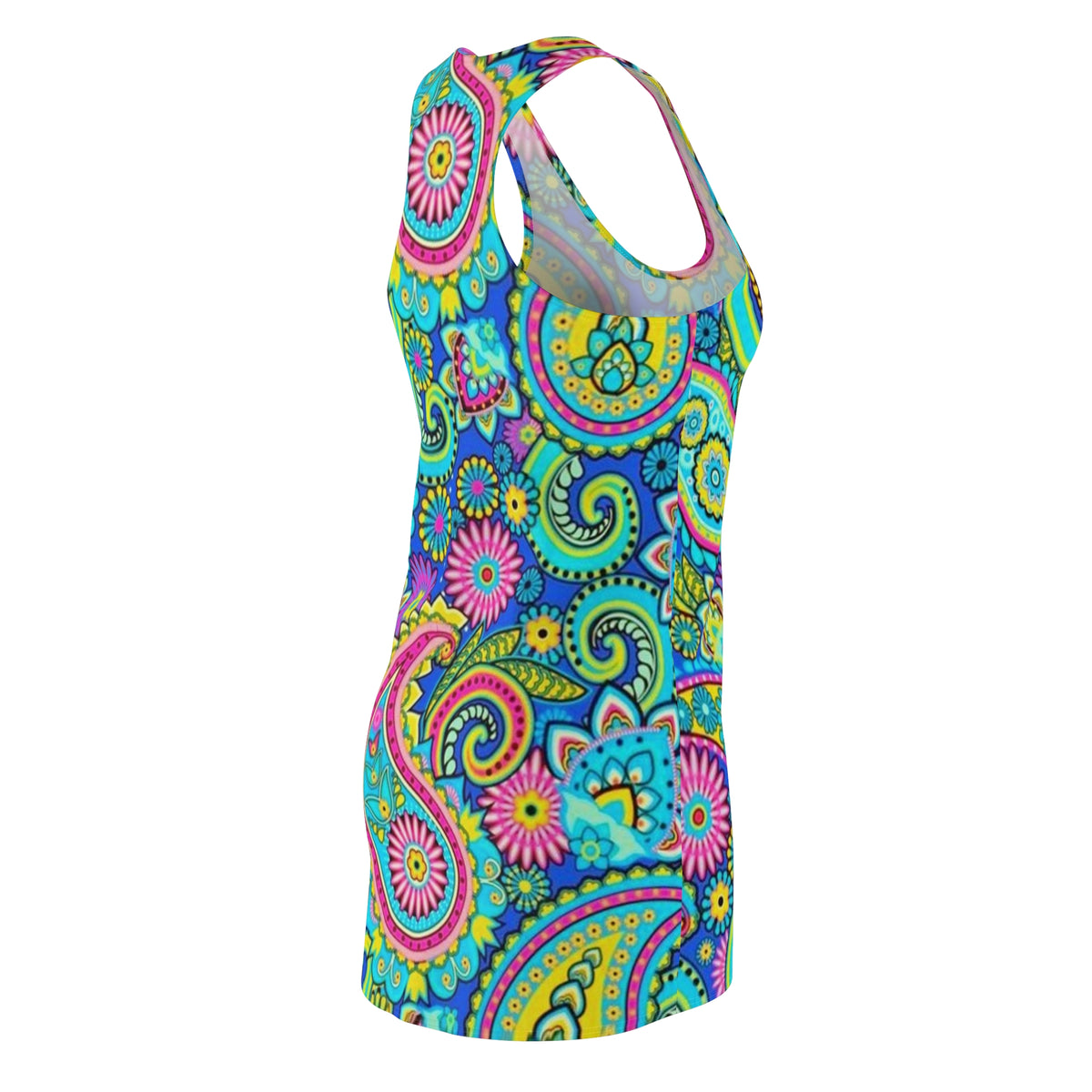 Psychedelic Paisley Racerback Dress — Bright Boho Floral AOP