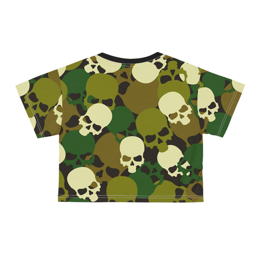 Edgy Skull Camouflage Crop Tee for Urban Style