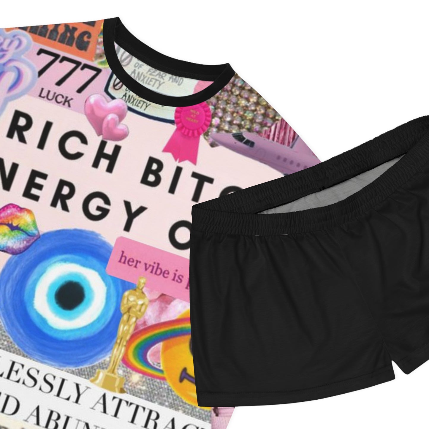 'Rich Bitch Energy Only' Women’s Sleepwear Set-Motivational Affirmation Loungewear