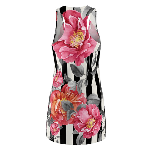 Floral Stripe Racerback Dress — Pink Peony All-Over Print