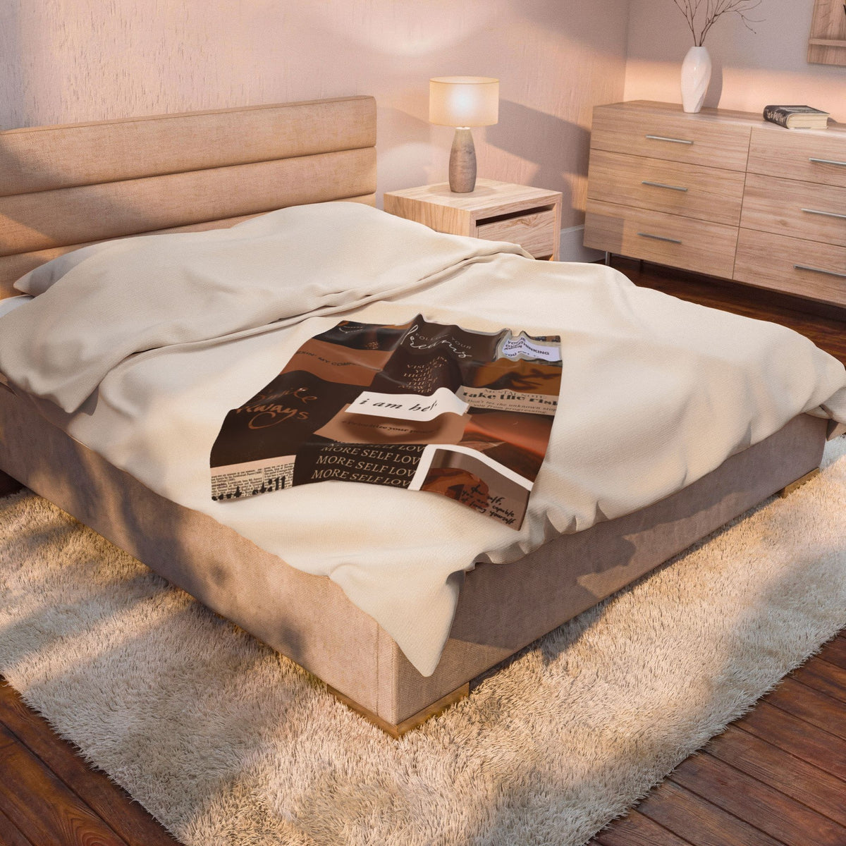 Inspirational Collage Velveteen Plush Blanket — "I Am Her" Self-Love Throw