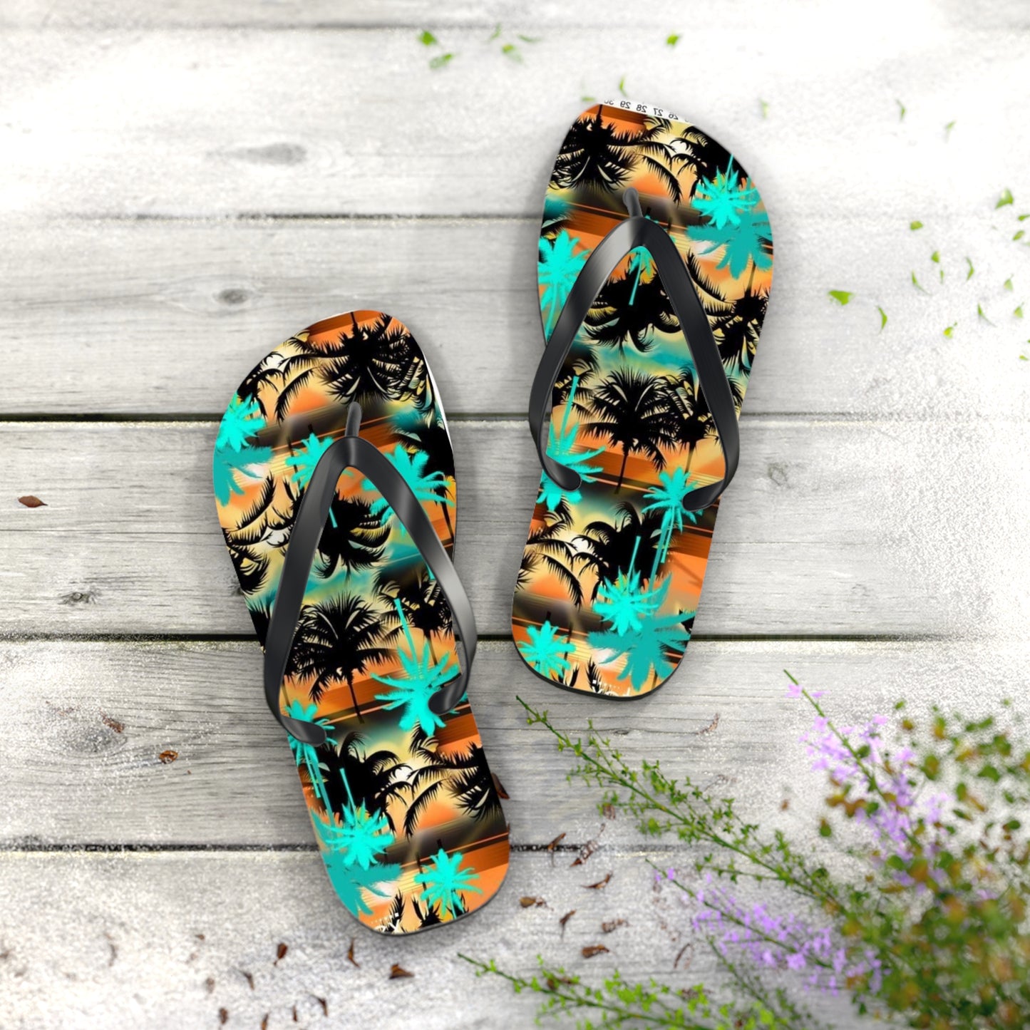 Tropical Palm Flip Flops - Perfect for Beach Days and Summer Adventures