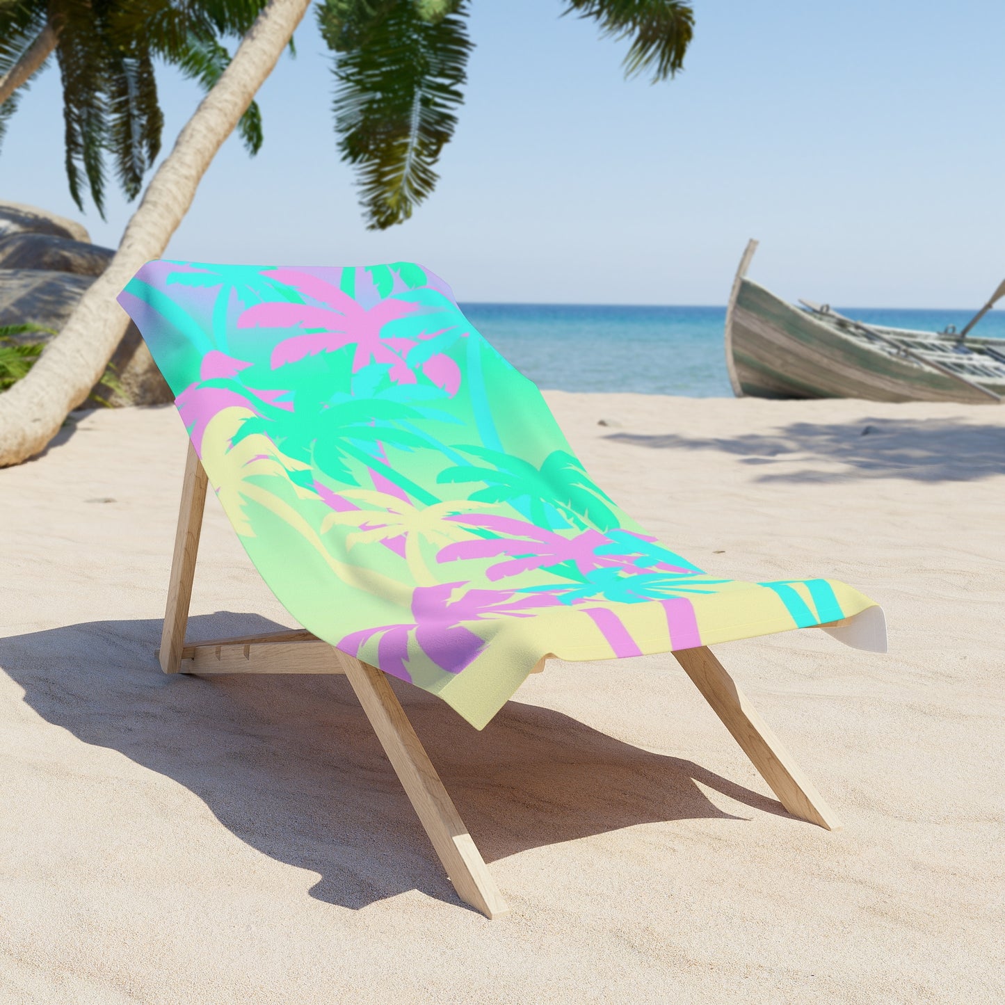 Tropical Palm Trees Beach Towel - Colorful Palm Design for Summer Fun