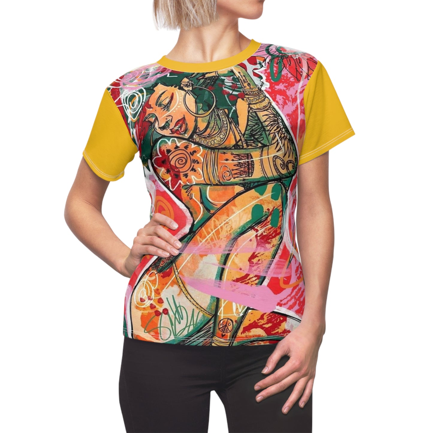 Vibrant Artistic Women’s Tee - Bohemian Style Graphic T-Shirt