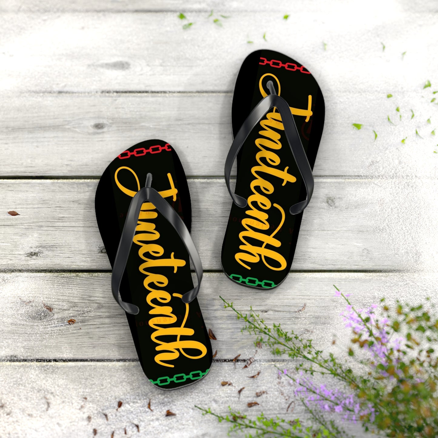 Celebratory Juneteenth Flip Flops | Summer Sandals, Holiday Footwear, Black History Month, Barbecues, Festivals