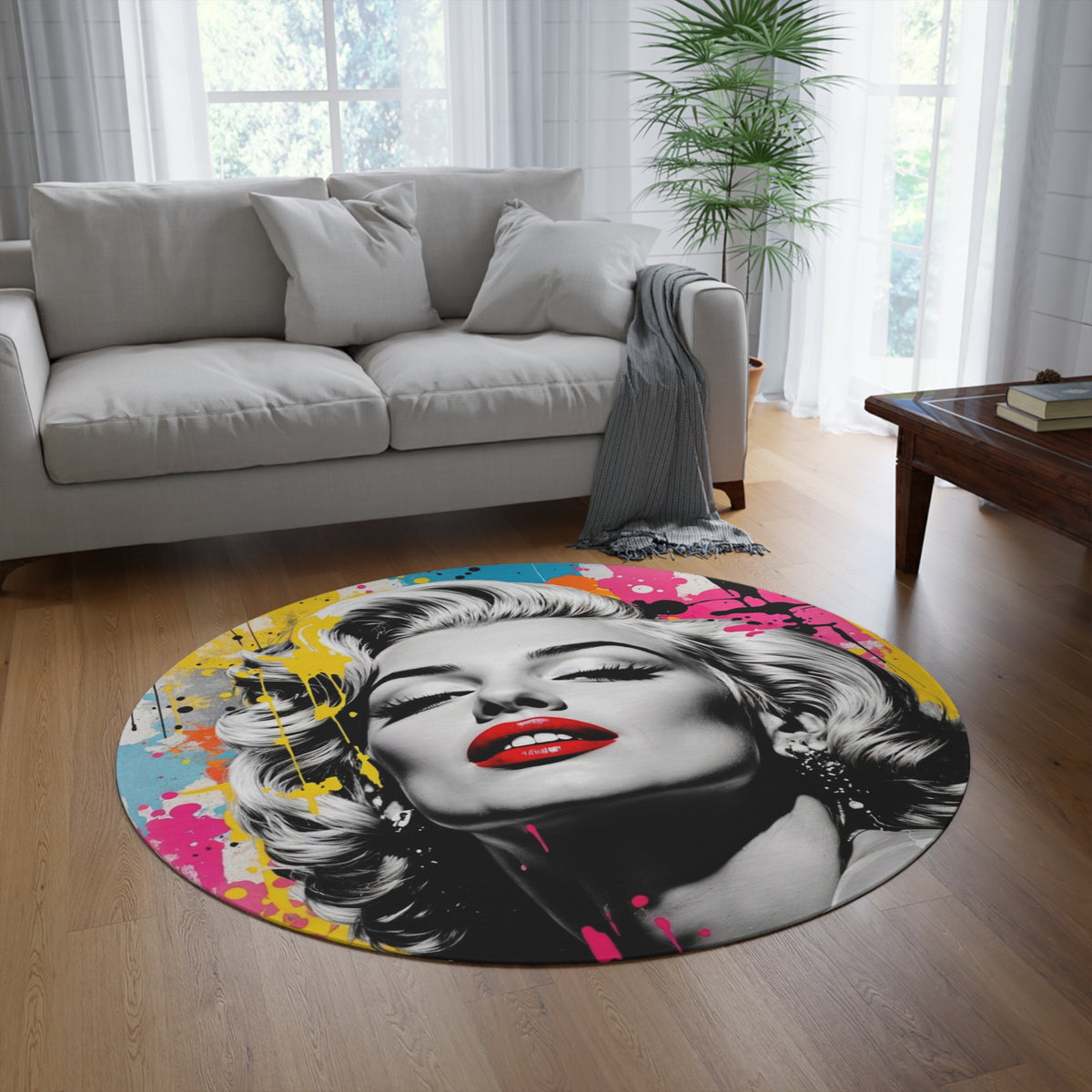 Pop Art Marilyn Round Rug — Retro Glam Decorative Floor Mat