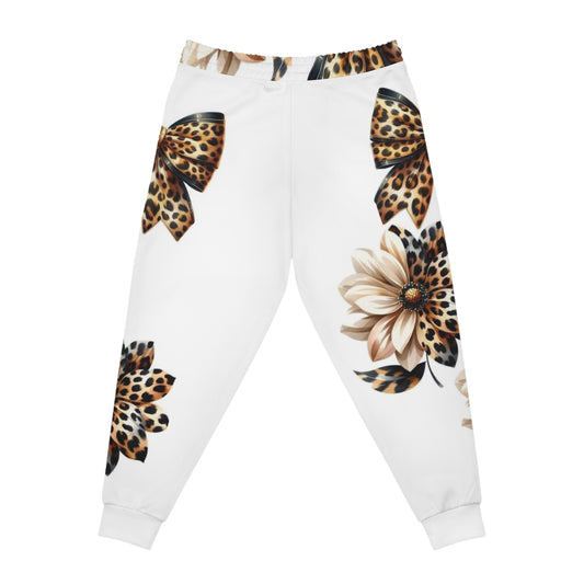 Floral Leopard Print Athletic Joggers, Chic Activewear, Jogging Pants, Stylish Workout Gear, Gifts for Her, Trendy Loungewear