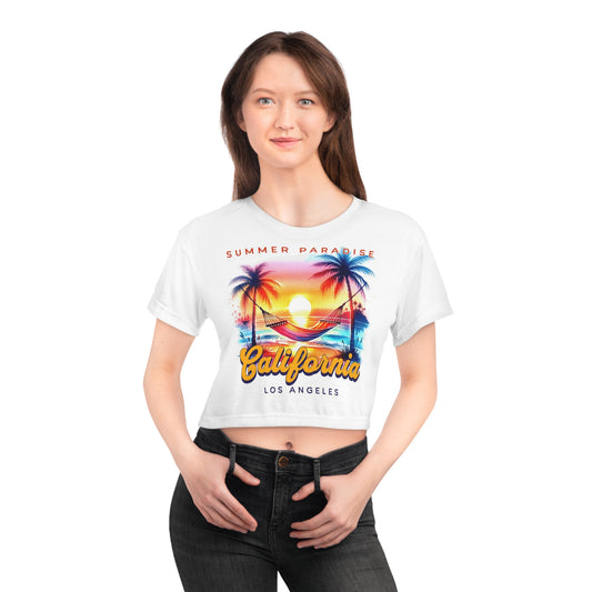 California Summer Paradise Crop Tee - Tropische Strandstimmung