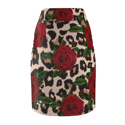 Cheetah Rose Pencil Skirt