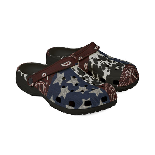 Western Style EVA Foam Rubber Shoes with Star & Cow Print