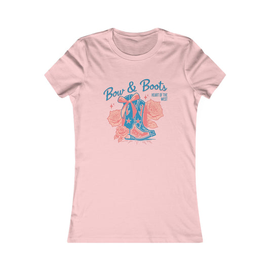 Vintage Western Graphic Tee - Bow & Boots Design