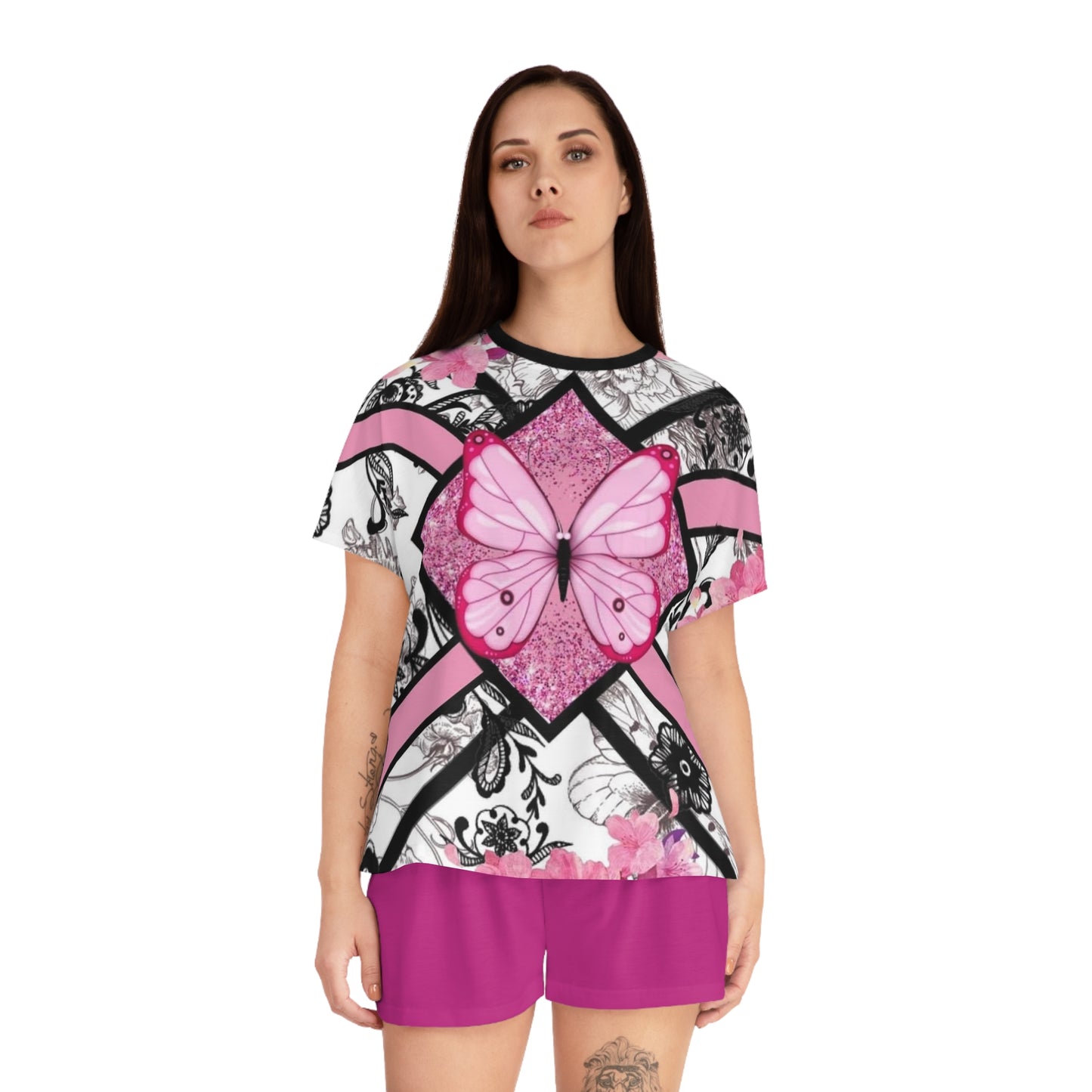 Floral Butterfly Women's Short Pajama Set for Cozy Nights