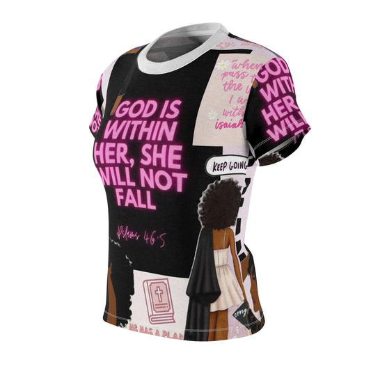Inspirational Women's Tee - "God is Within Her, She Will Not Fall"
