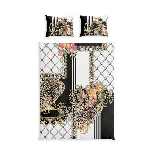 Ornate Leopard Floral Cotton Duvet Cover Set