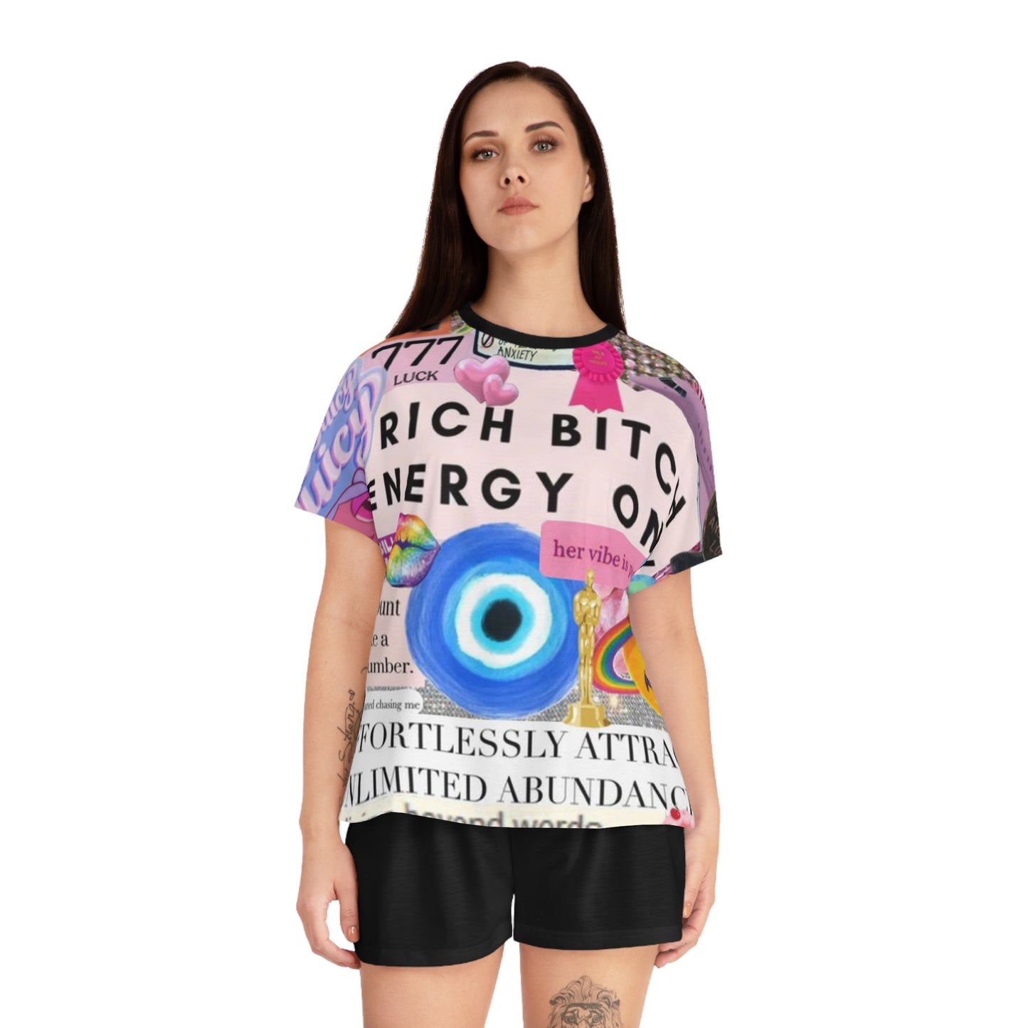 'Rich Bitch Energy Only' Women’s Sleepwear Set-Motivational Affirmation Loungewear
