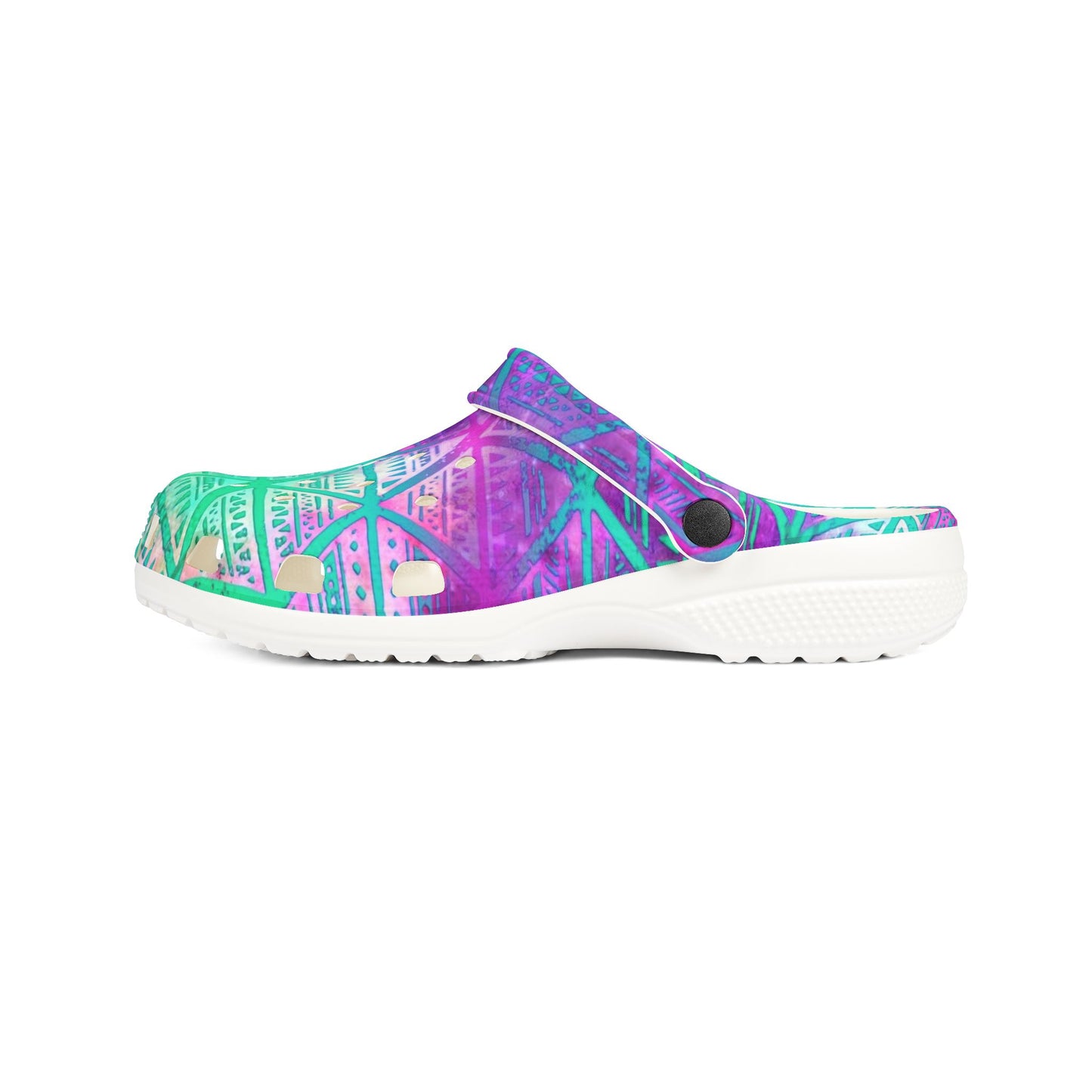 Vibrant Geometric Gradient Tribal Print Clog Shoes