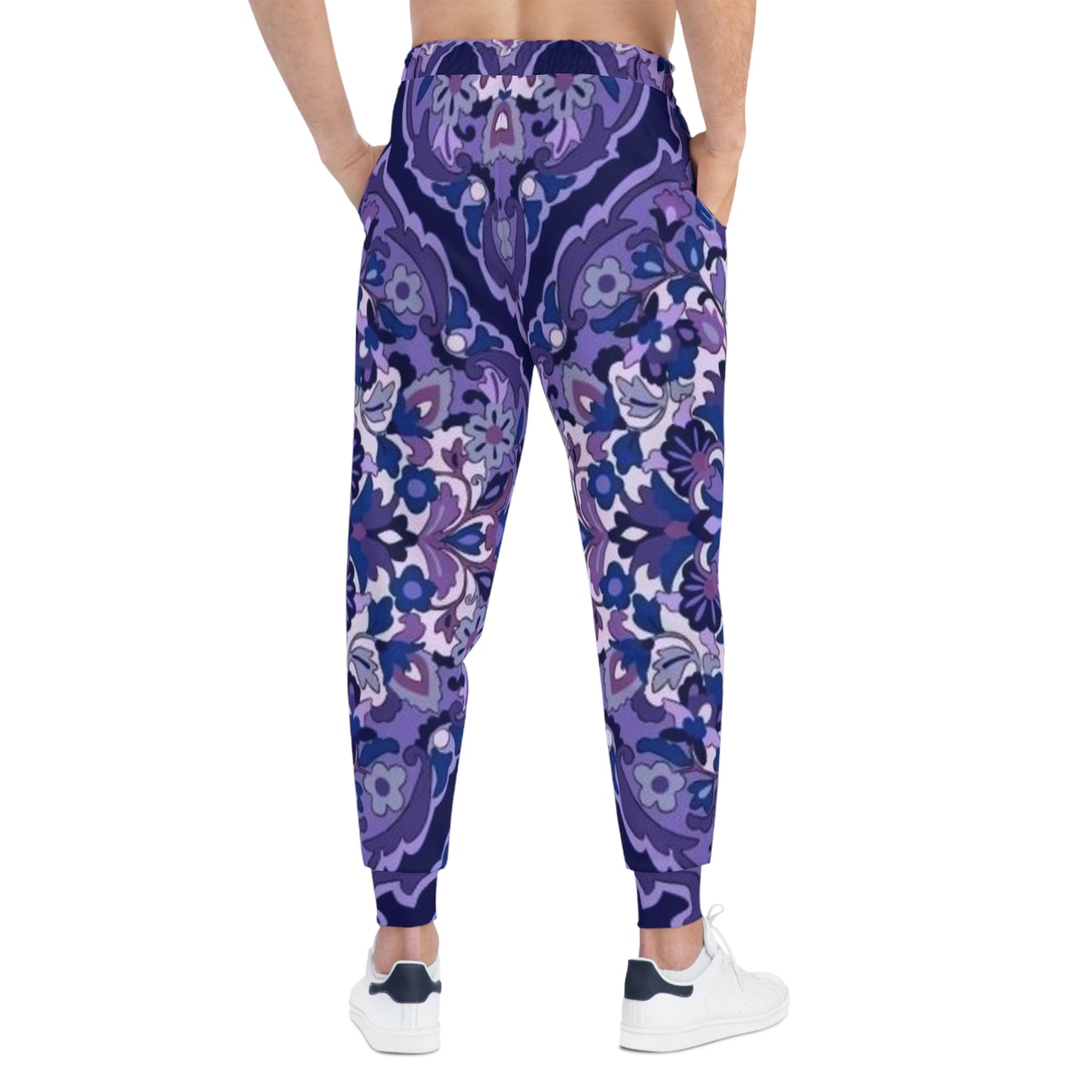 Purple Paisley Athletic Joggers — All-Over Print Casual Sweatpants