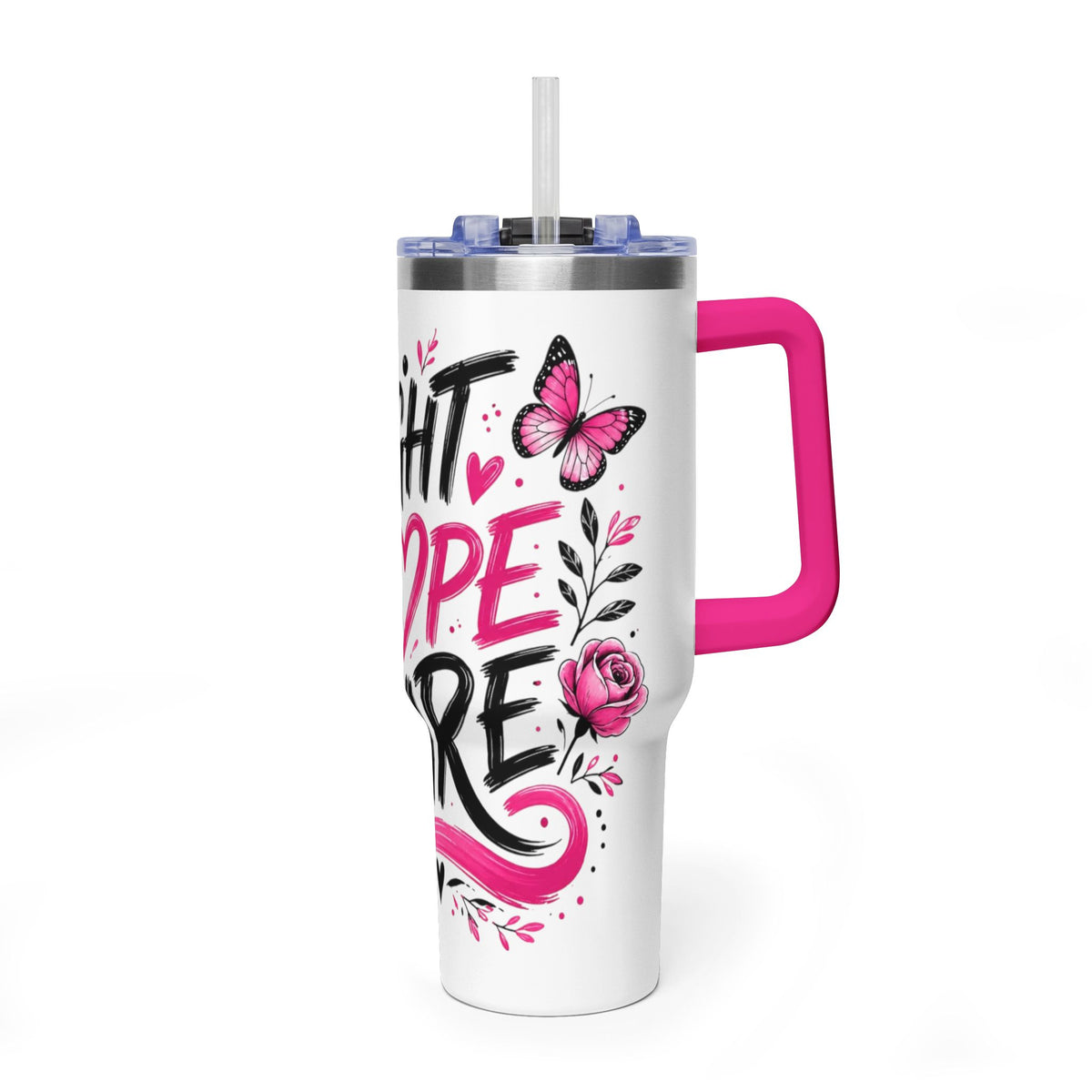Tumbler - Fight Hope Cure 40oz Breast Cancer Awareness Vacuum Tumbler