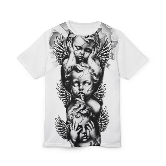 Ethereal Angelic “ Hear No Evil, Speak No Evil, See No Evil” Tee - Artistic Vintage Design