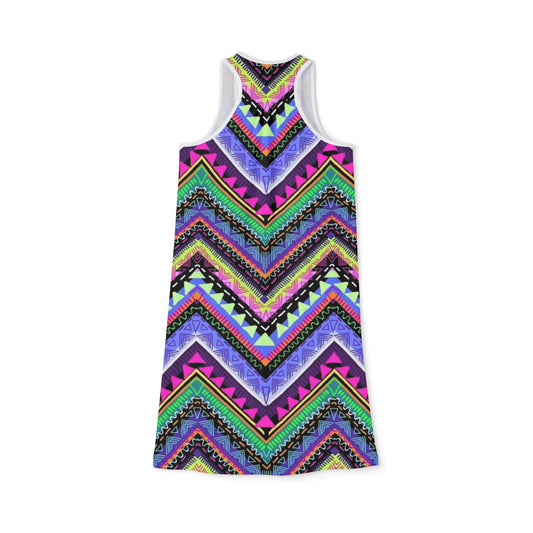 Vibrant Zigzag Print Women's Racerback Dress - Perfect for Summer Parties & Festivals